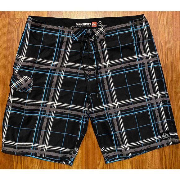 Quiksilver Other - Quiksilver Cypher Board Shorts Mens 40 10" Plaid Cargo Style Pocket Swim Trunks